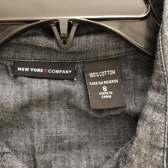 NEW YORK & COMPANY BELTED SHIRT DRESS SZ.8 COTTON 3/4 SLEEVES 1/2 HALF BOTTON $$ - Picture 9 of 10